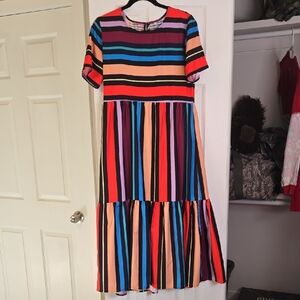 Colorful Striped Midi Dress